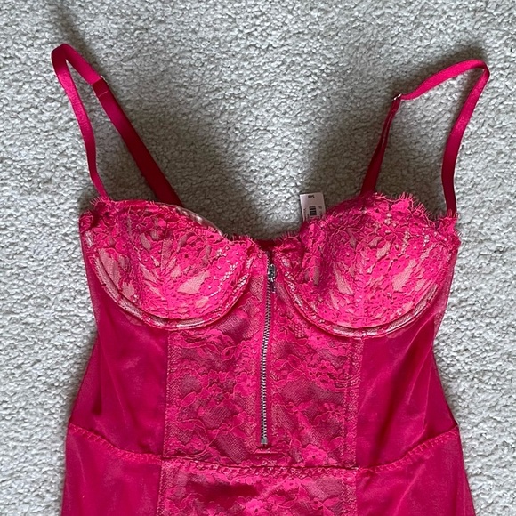 New! Victoria's Secret Pink Lace Lingerie Garter Bustier Corset Bra 35724 - Picture 3 of 11